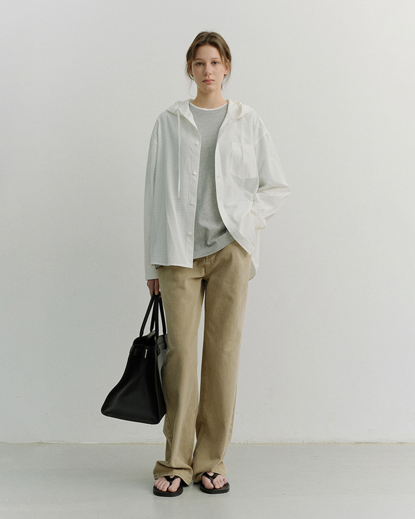 UNISEX CLASSIC HOODED SHIRT WHITE CHECK_UDSH6A107WT