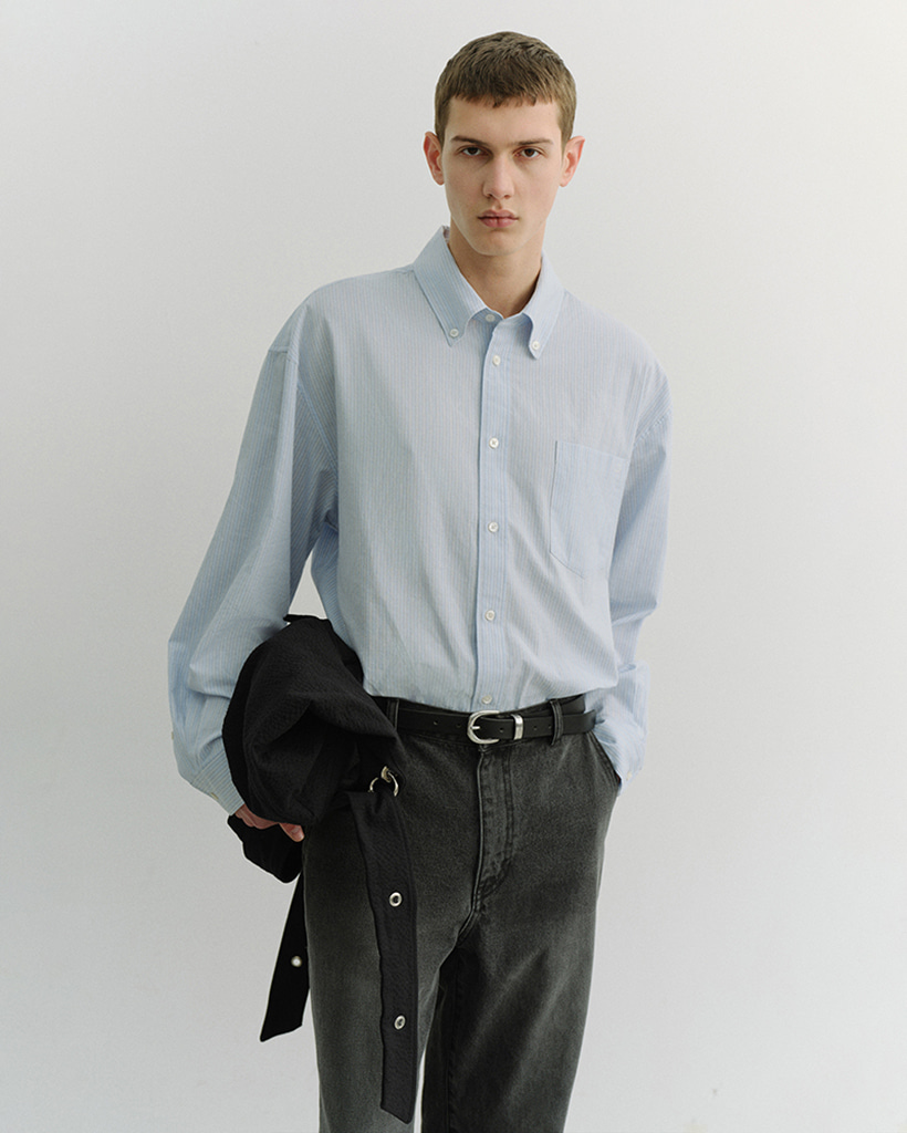 UNISEX OVERSIZED BD STRIPED SHIRT BLUE GREY STRIPE_M_UDSH6A115G1