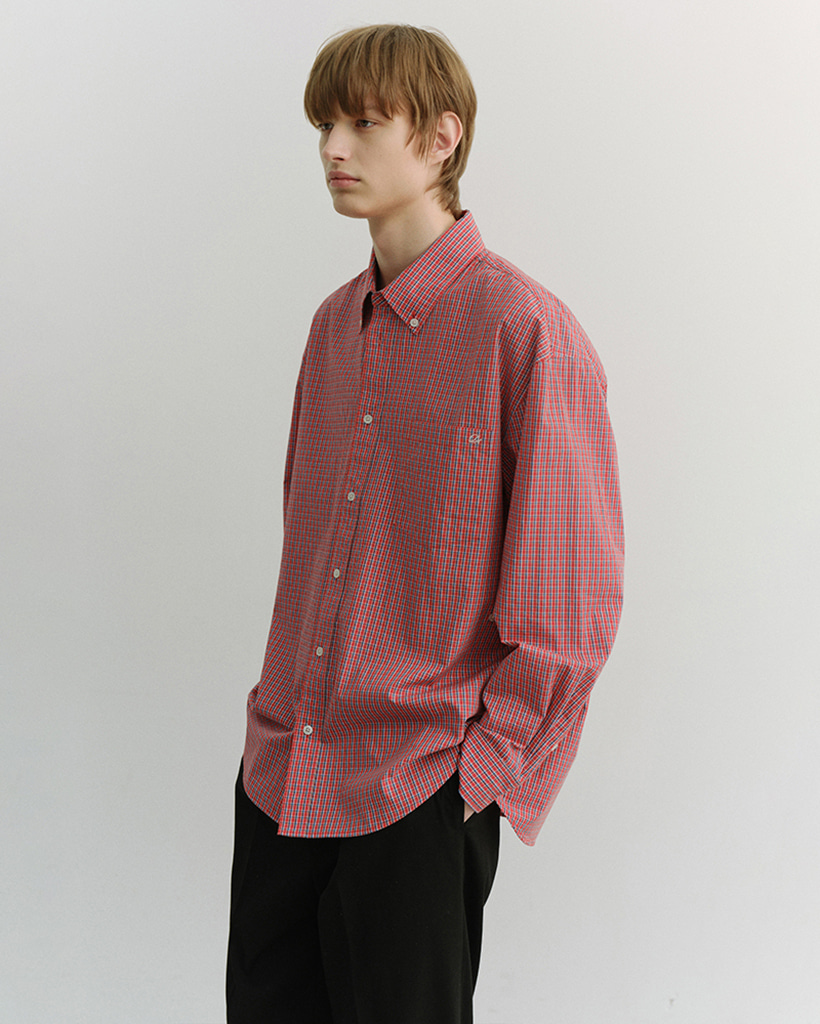 UNISEX OVERSIZED BD CHECKED SHIRT RED CHECK_M_UDSH6A115R2