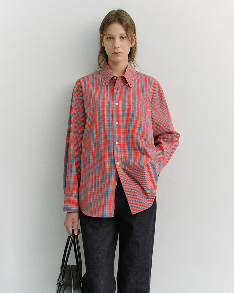 UNISEX OVERSIZED BD CHECKED SHIRT RED CHECK_UDSH6A115R2