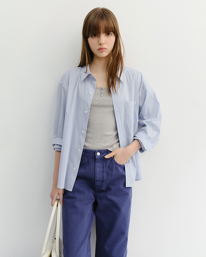 UNISEX CROPPED STRIPED SHIRT BLUE STRIPE_UDSH6A116B2