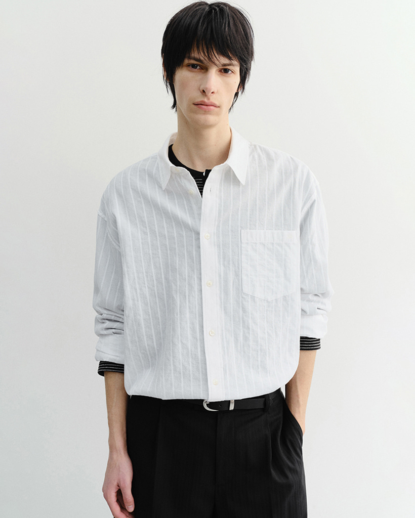 UNISEX CLASSIC OVERSHIRT WHITE STRIPE_M_UDSH6B124WT