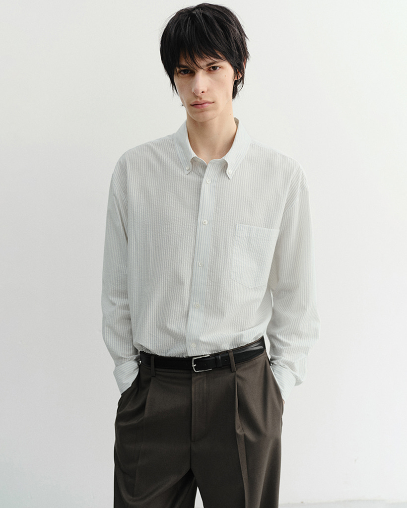 UNISEX CLASSIC STRIPED BD OVERSHIRT CREAM_M_UDSH6B125CR