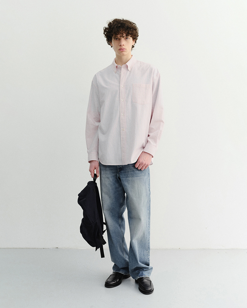 UNISEX CLASSIC STRIPED BD OVERSHIRT SOFT PINK_M_UDSH6B125P1