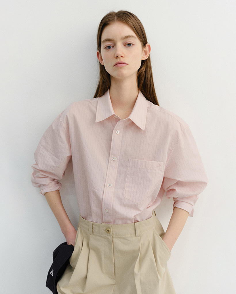 UNISEX SUMMER BREEZE STRIPED OVERSHIRT SOFT PINK_UDSH6B126P1