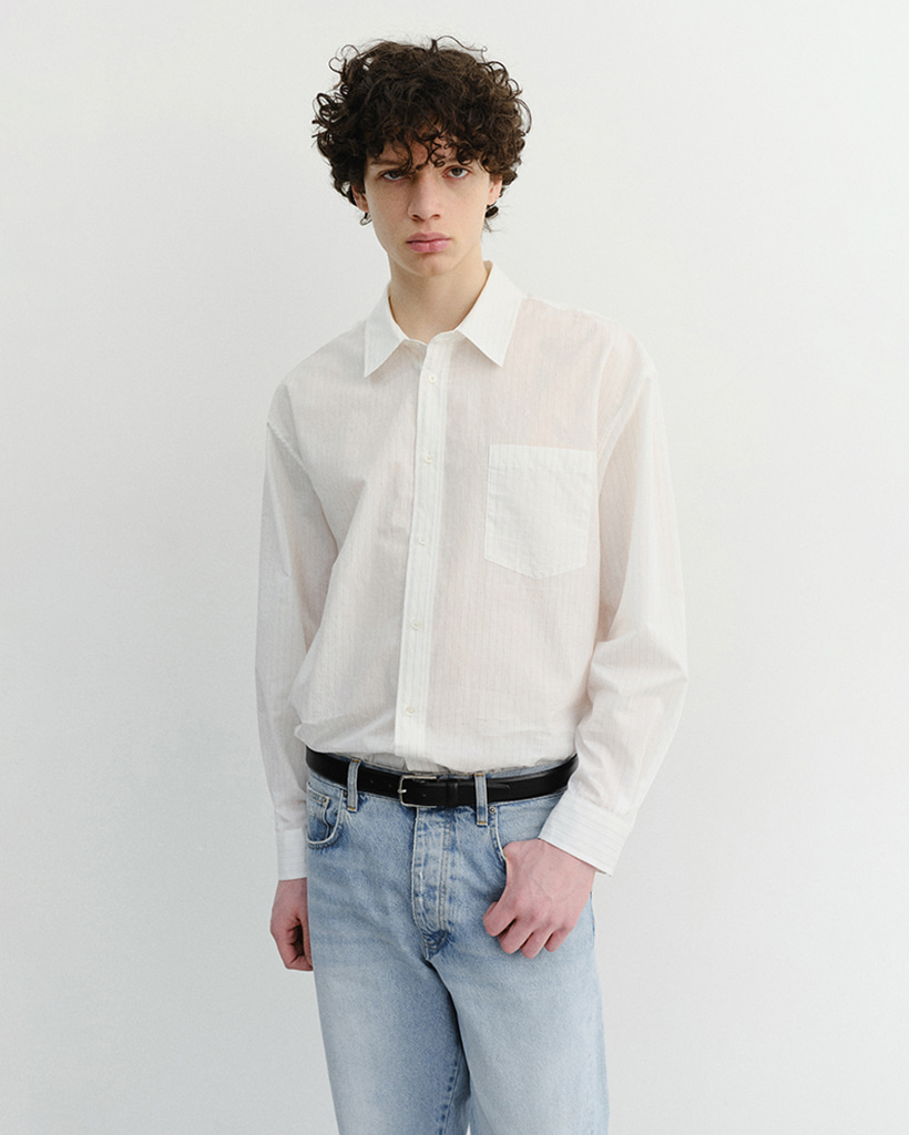 UNISEX SUMMER BREEZE STRIPED OVERSHIRT WHITE_M_UDSH6B126WT