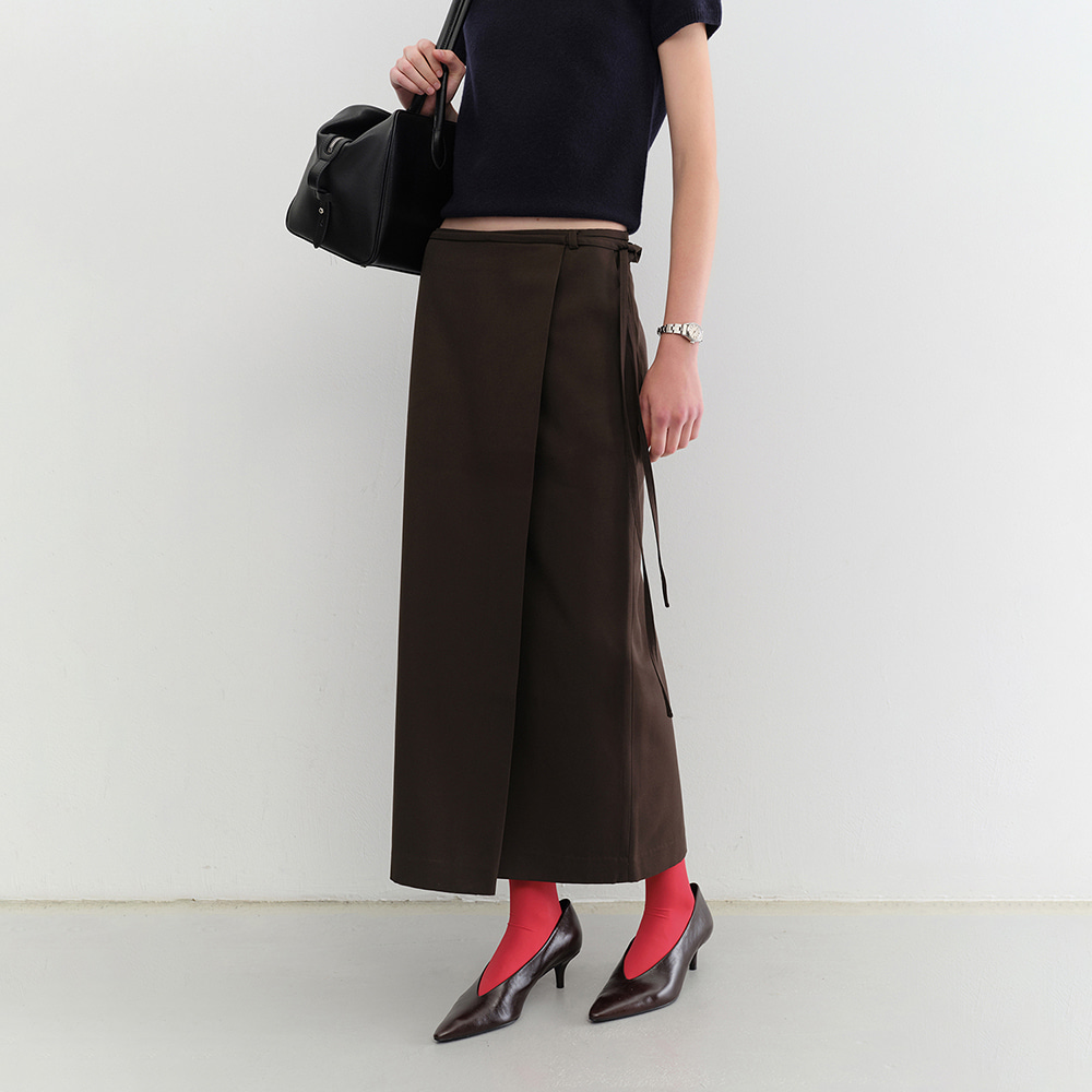 MAXI WRAP SKIRT BROWN_UDSK5C207W2