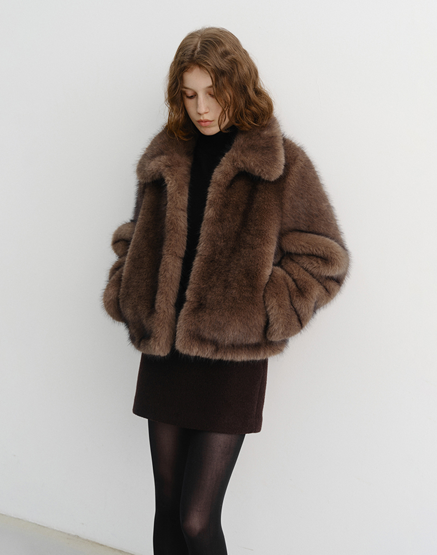 WOOL MINI SKIRT DEEP BROWN_UDSK5D224W3