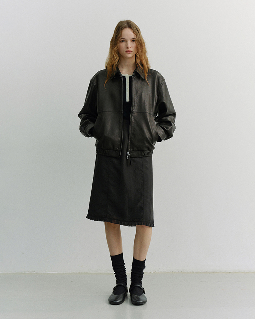 H-LINE LACED MIDI SKIRT BLACK_UDSK6A206BK