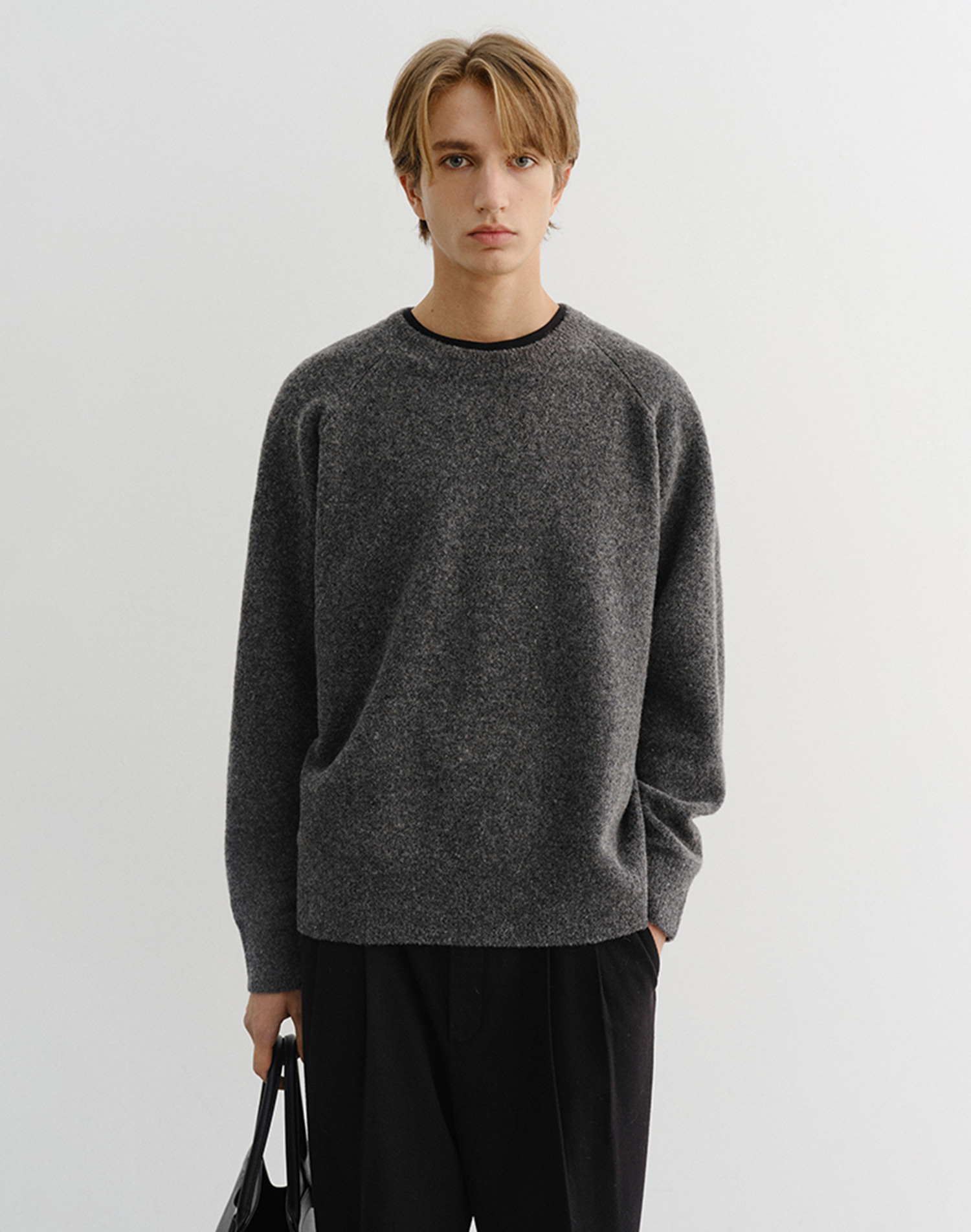 UNISEX SHAGGY DOG SWEATER CHARCOAL GREY_M_UDSW5D128CG