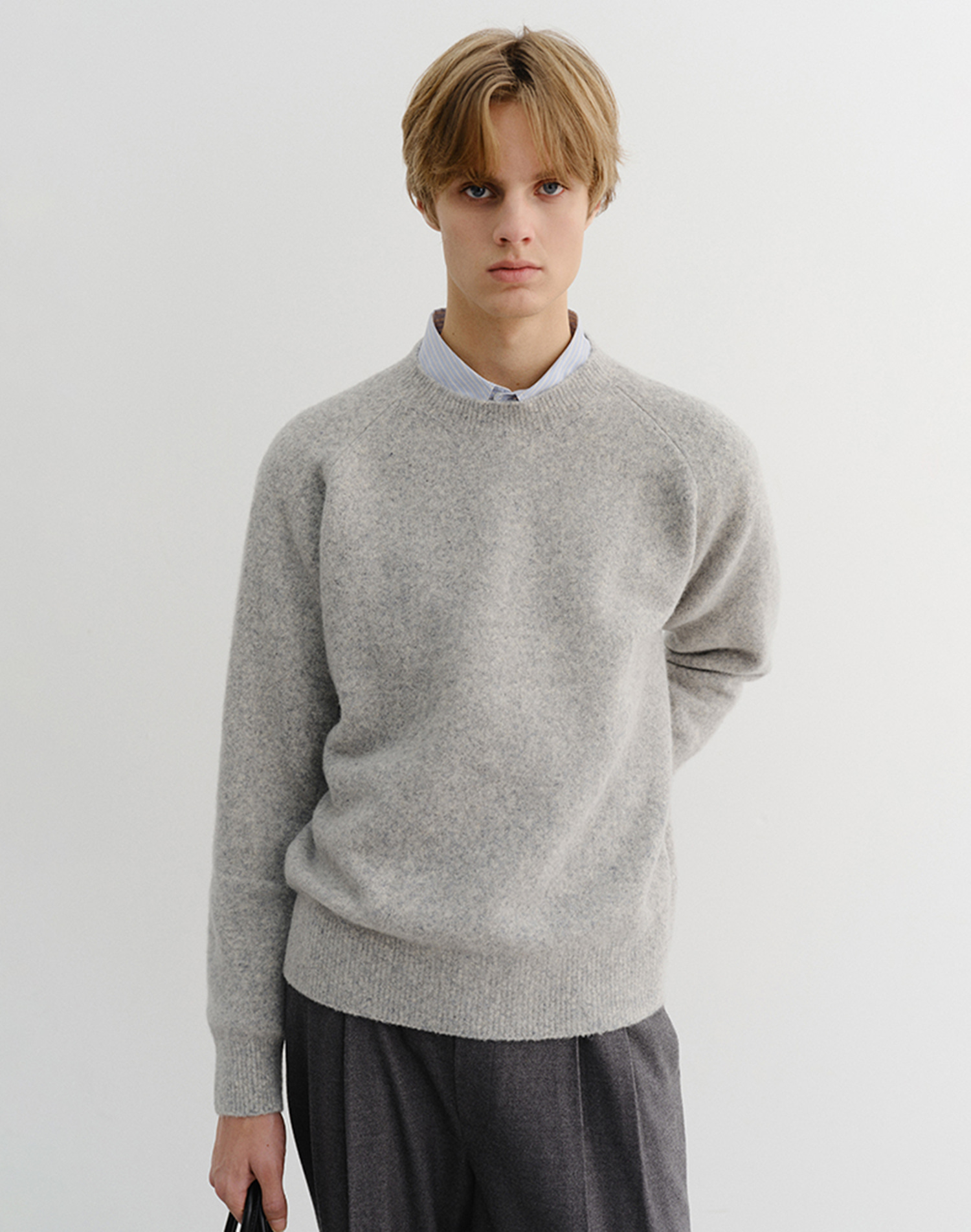 UNISEX SHAGGY DOG SWEATER LIGHT MELANGE GREY_M_UDSW5D128G1