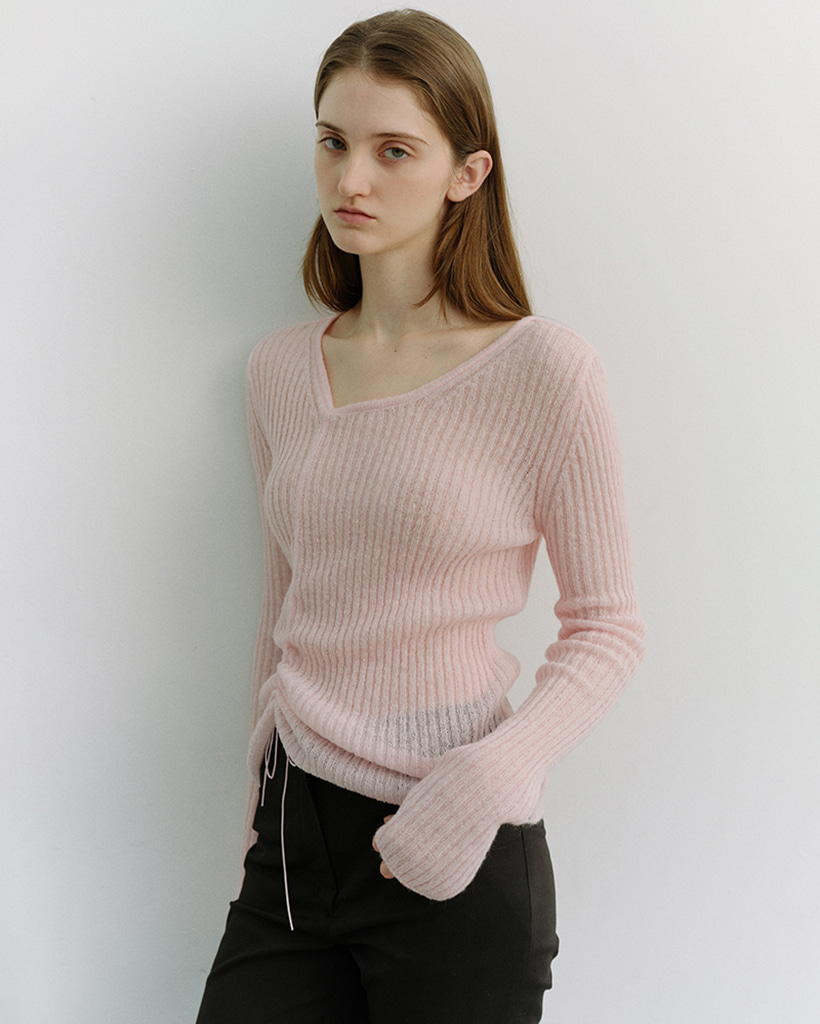 2-WAY SHIRRING KNIT TOP SOFT PINK_UDSW6A204P1