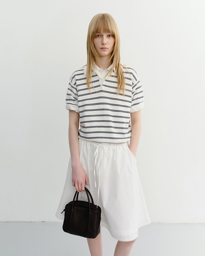 UNISEX SOFT STRIPED POLO KNIT OFF WHITE_UDSW6B121OW