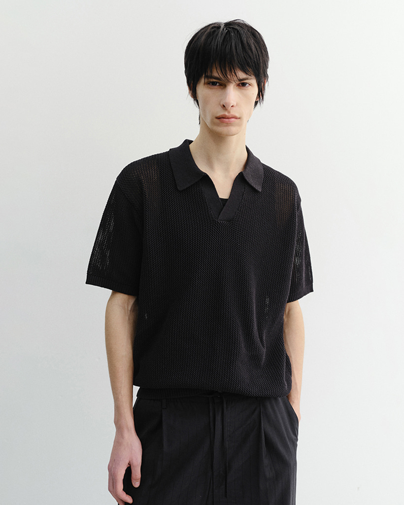 UNISEX CHUNKY POLO KNIT BLACK_M_UDSW6B126BK