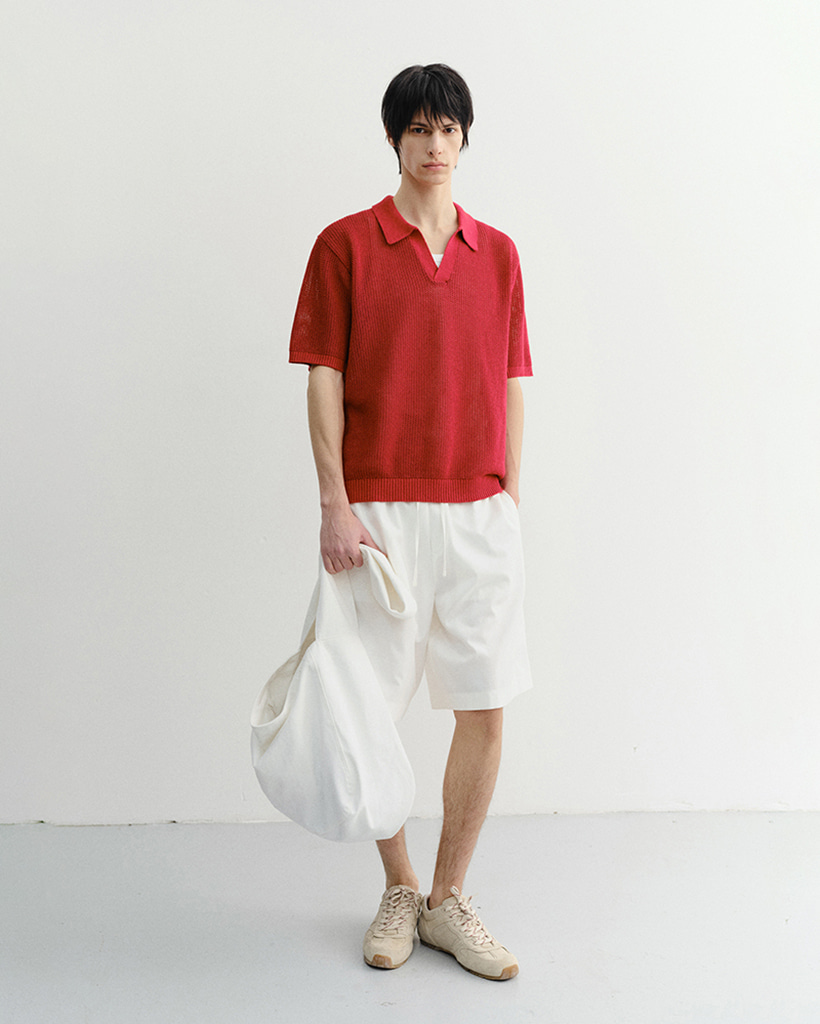 UNISEX CHUNKY POLO KNIT RED_M_UDSW6B126R2