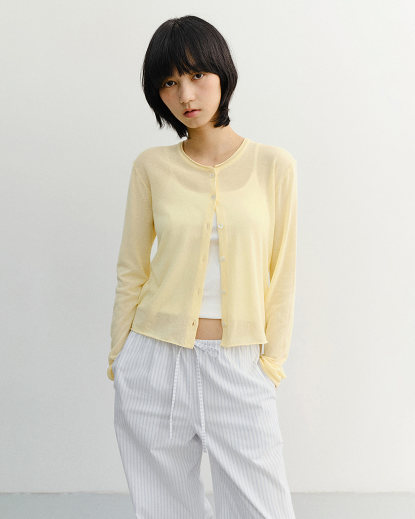SUMMER ESSENTIAL CREWNECK CARDIGAN BUTTER_UDSW6B222Y1