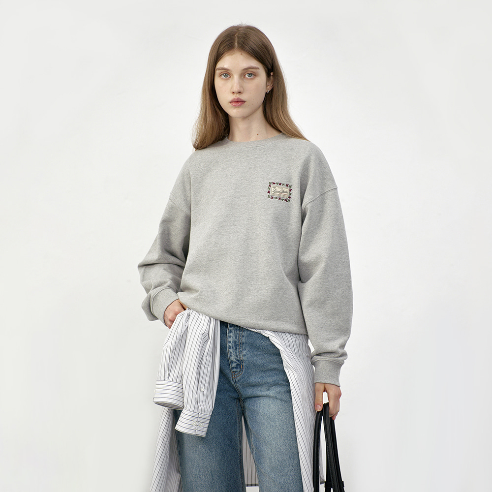 UNISEX LABEL NEEDLEWORK SWEATSHIRT MELANGE GREY_UDTS5C106G2