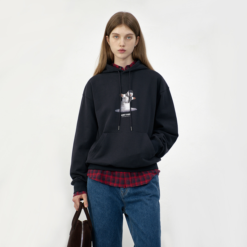 UNISEX HOLIDAY SNOWMAN HOODIE FRENCH NAVY_UDTS5C109N2