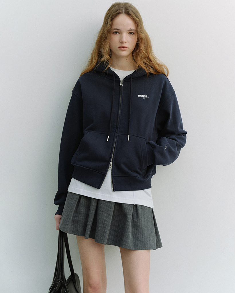 UNISEX CROPPED ZIP-UP HOODIE NAVY_UDTS6A101N2