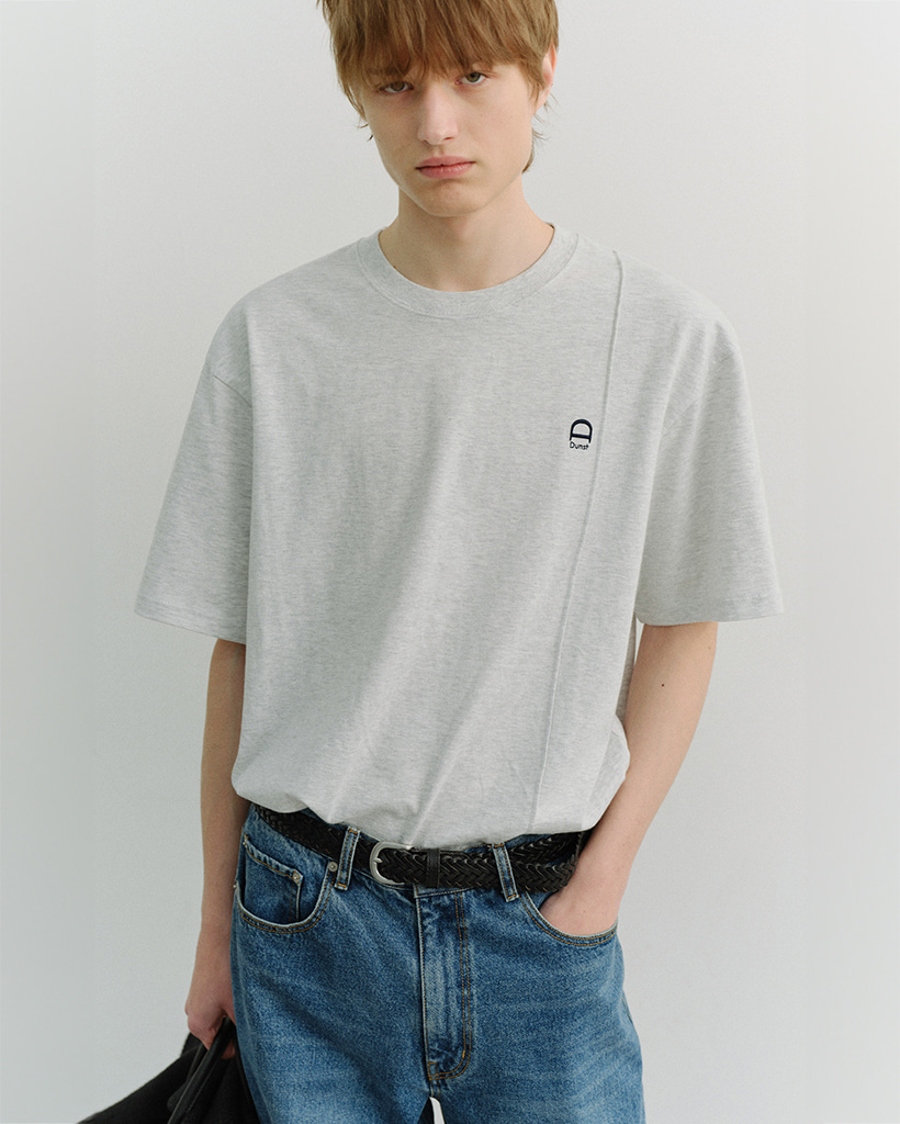 UNISEX LOGO CREASE T-SHIRT LIGHT MELANGE GREY_M_UDTS6A111G1