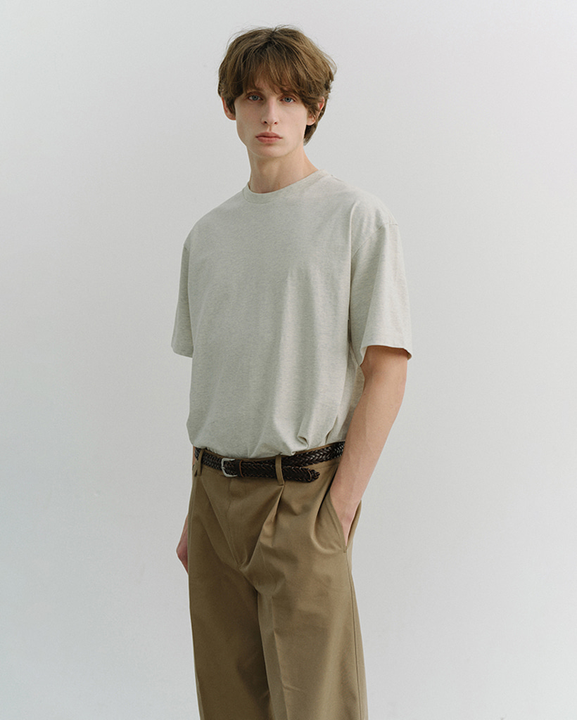UNISEX LOOSE T-SHIRT OATMEAL MELANGE_M_UDTS6A112I1