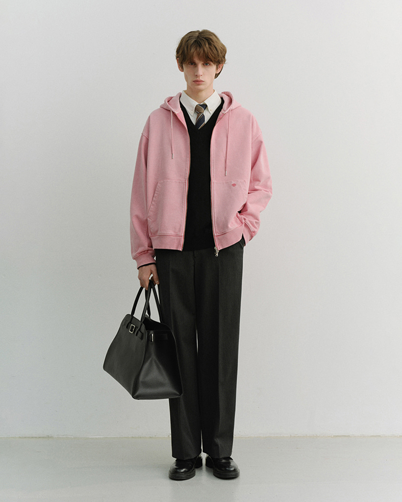 UNISEX GARMENT DYED ZIP-UP HOODIE LIGHT PINK_M_UDTS6A114P1