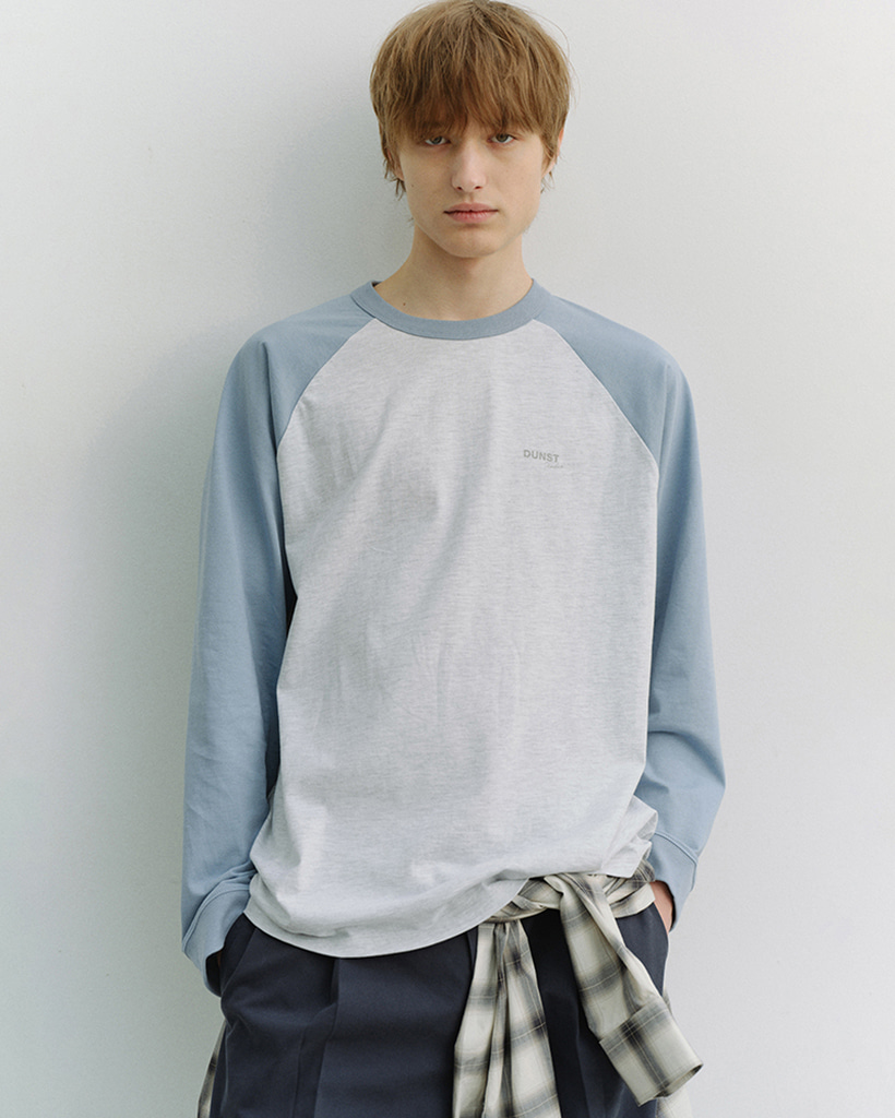 UNISEX RAGLAN T-SHIRT SKY BLUE LIGHT MELANGE GREY_M_UDTS6A116B1