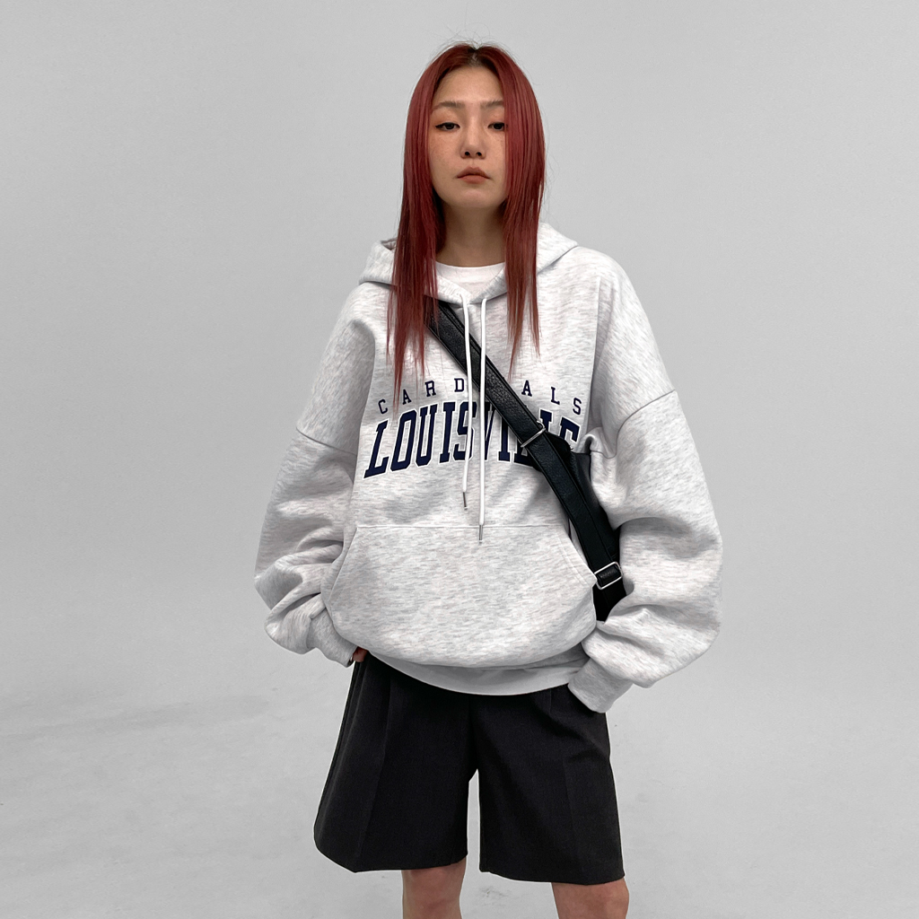 UNISEXジェンキングレタリングダブルコットンフードティー