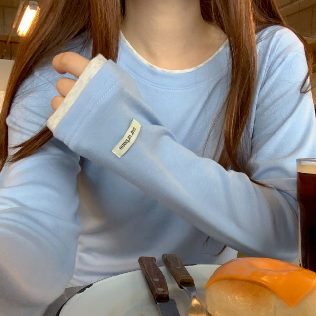 [original]バイカラーラウンドレイヤード長袖Tシャツ