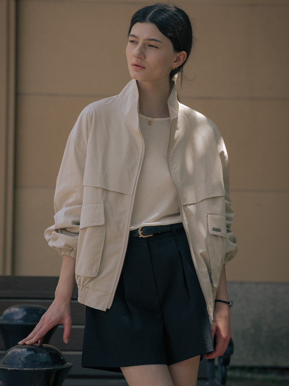 Cotton pocket point jumper TIFA01JP01_Beige