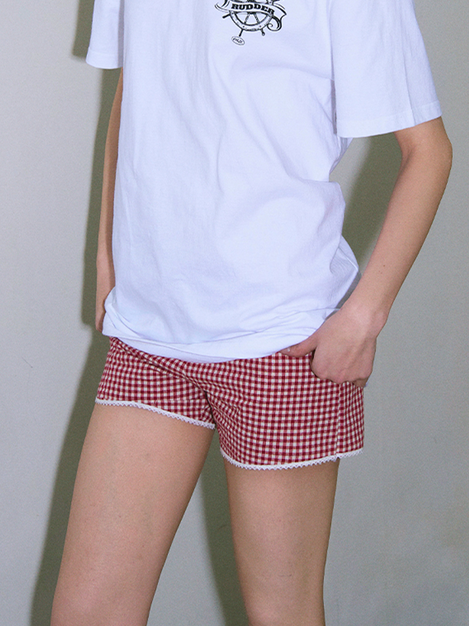 Jolly Gingham Check Shorts_RED