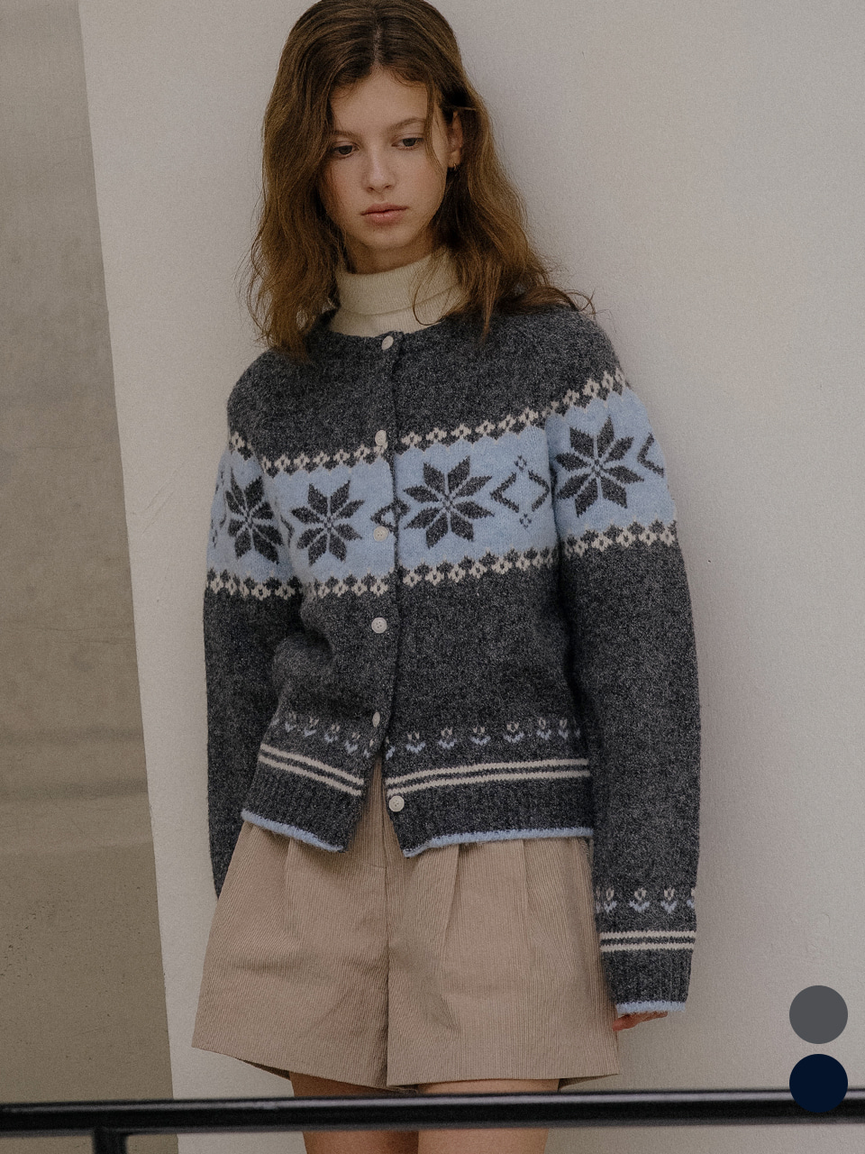 Snowflake wool blended cardigan [TIWT02CD02]_2color
