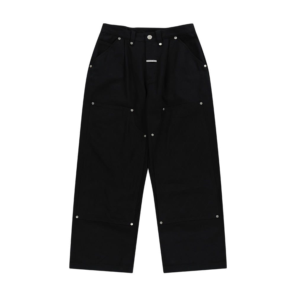 STITCH DOUBLE KNEE PANTS BLACK | ファッション通販サイト NUGU