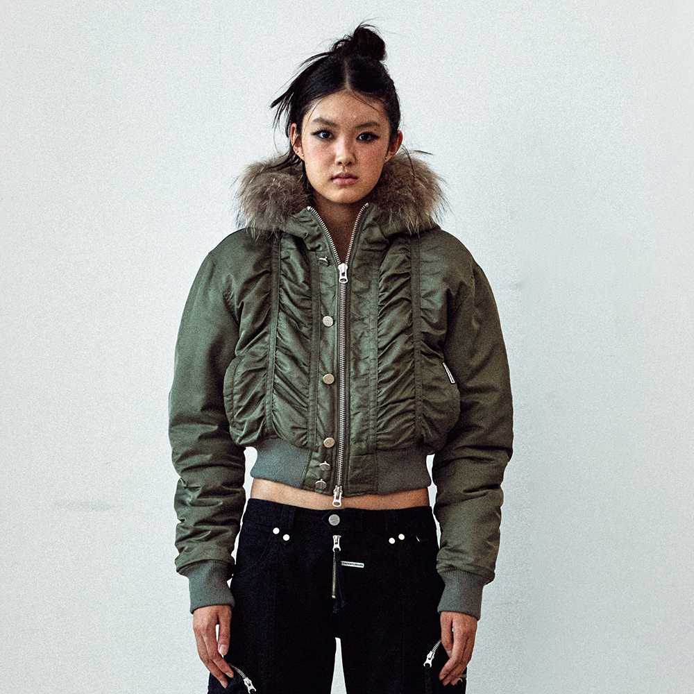 FUR HOODED MA-1 JACKET KHAKI | ファッション通販サイト NUGU