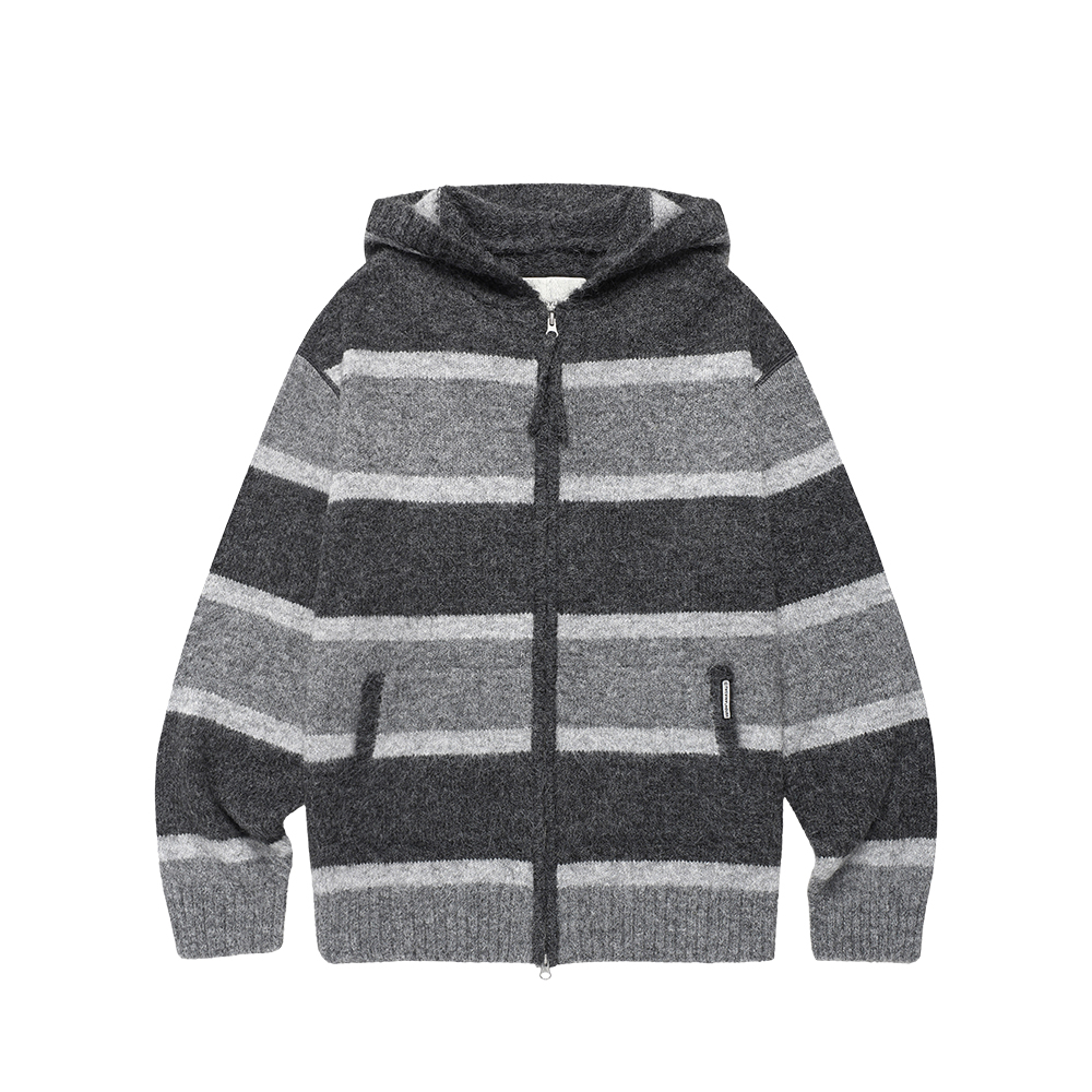 トップス WDS STRIPE LINEN ZIP UP HOODIE STRIPE KNIT HOODIE ZIP-UP KHAKI | ファッション通販サイト NUGU