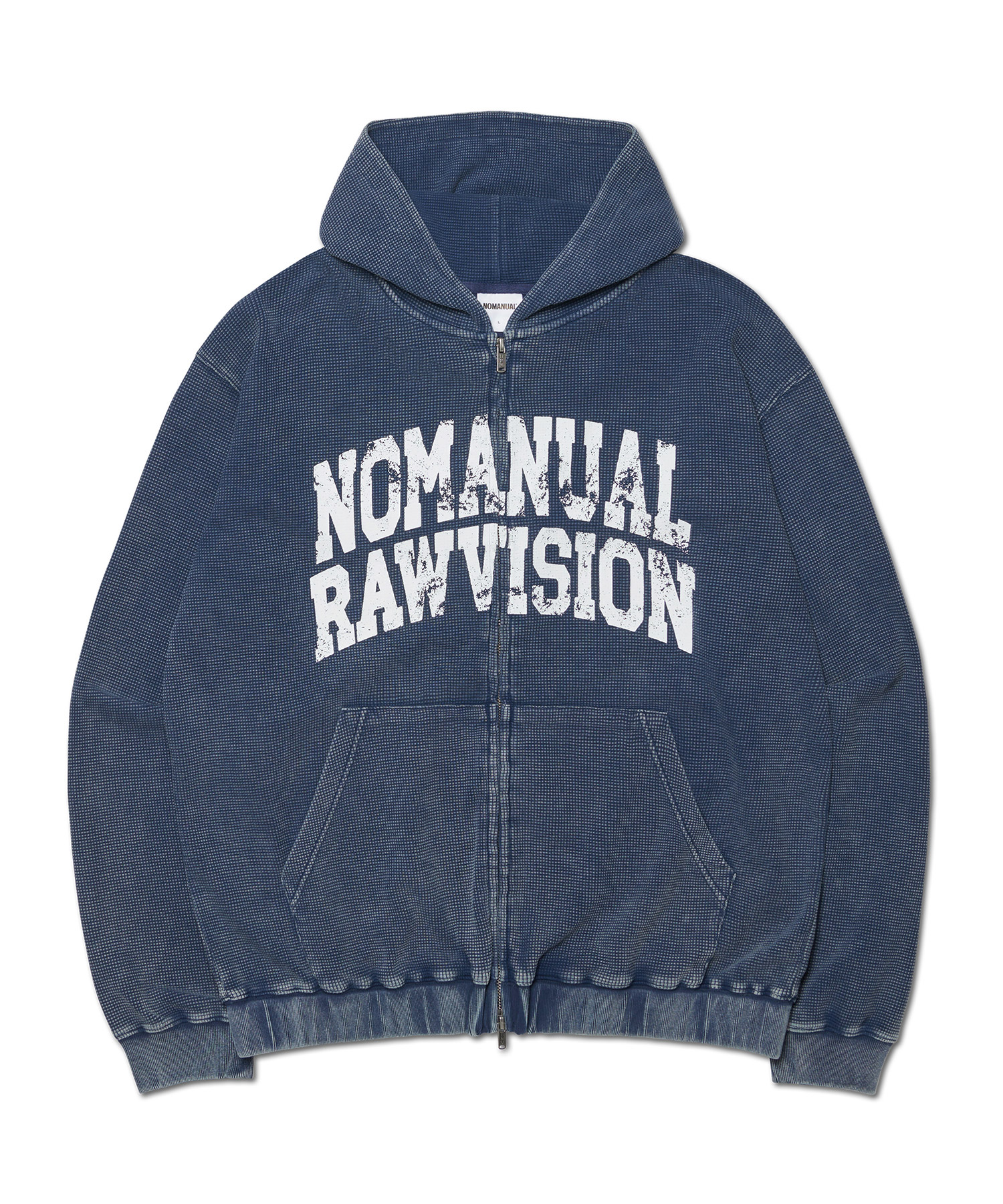 VINTAGE WAFFLE HOODED ZIP-UP - WASHED NAVY | ファッション通販