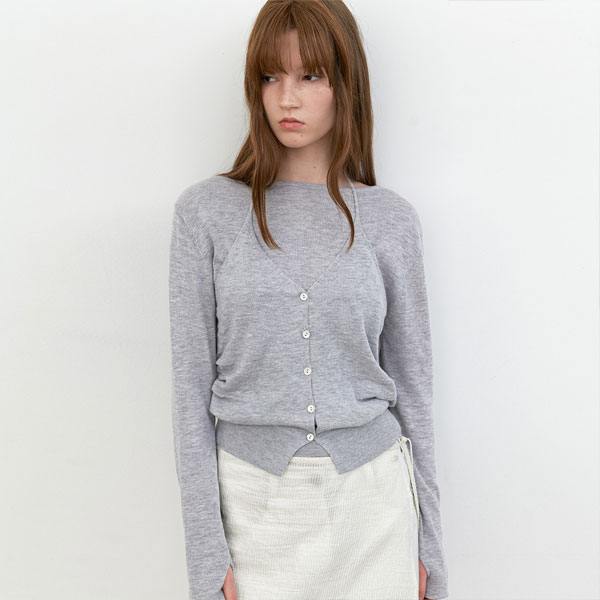 (T-7189)HALTER VEST LAYERD BOAT NECK KNIT