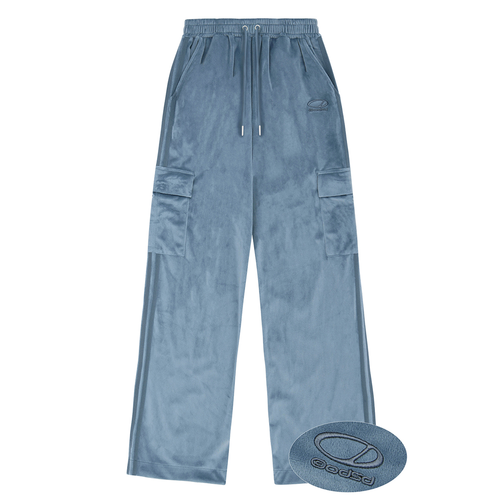 ★Odd Studio★ Velor Sporty Track Cargo Pants CHARCOAL Velour Sporty Track Cargo Pants - charcoal | ファッション