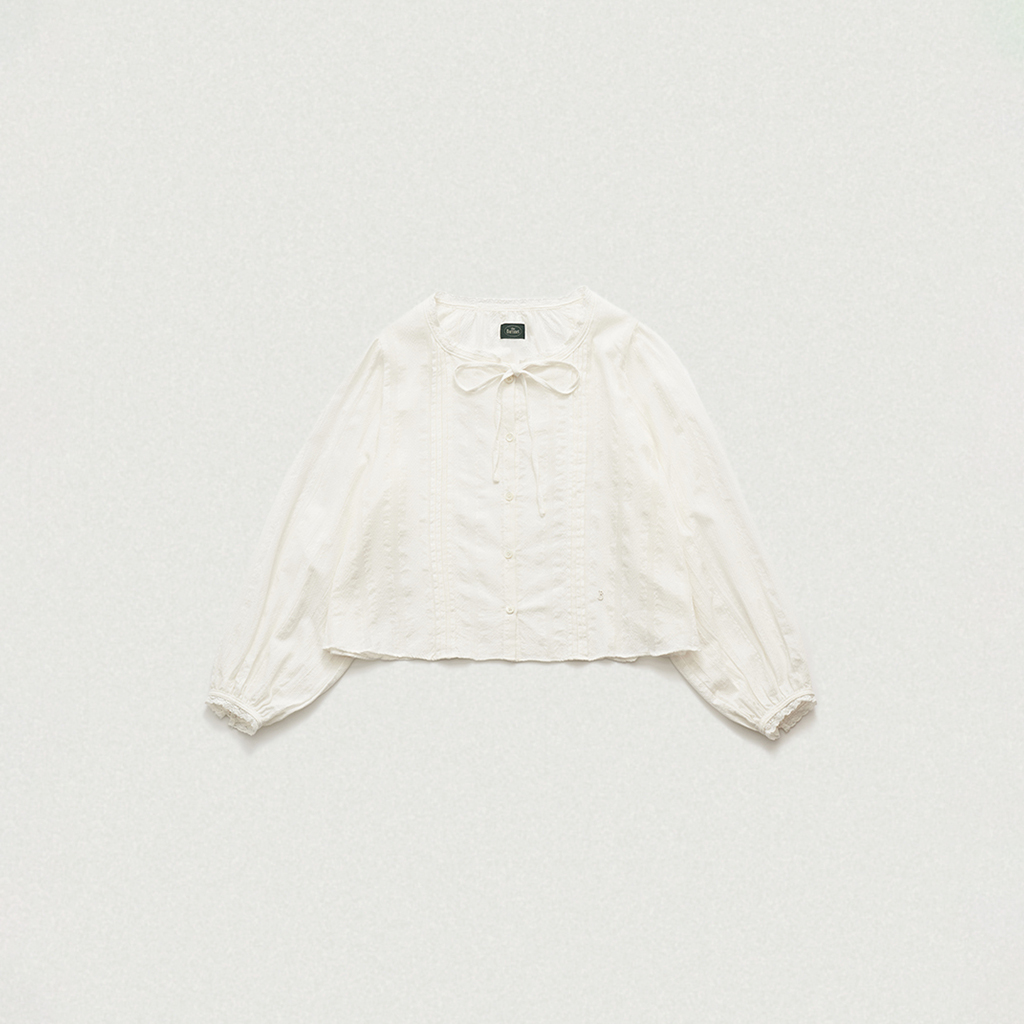 White Ravioli Lace-Trim Button-Up Top | ファッション通販