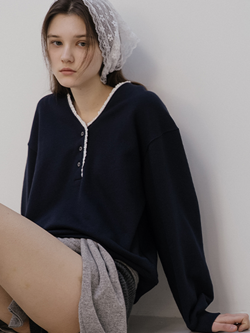 V-neck sweatshirt [TISP05LT05]_Navy