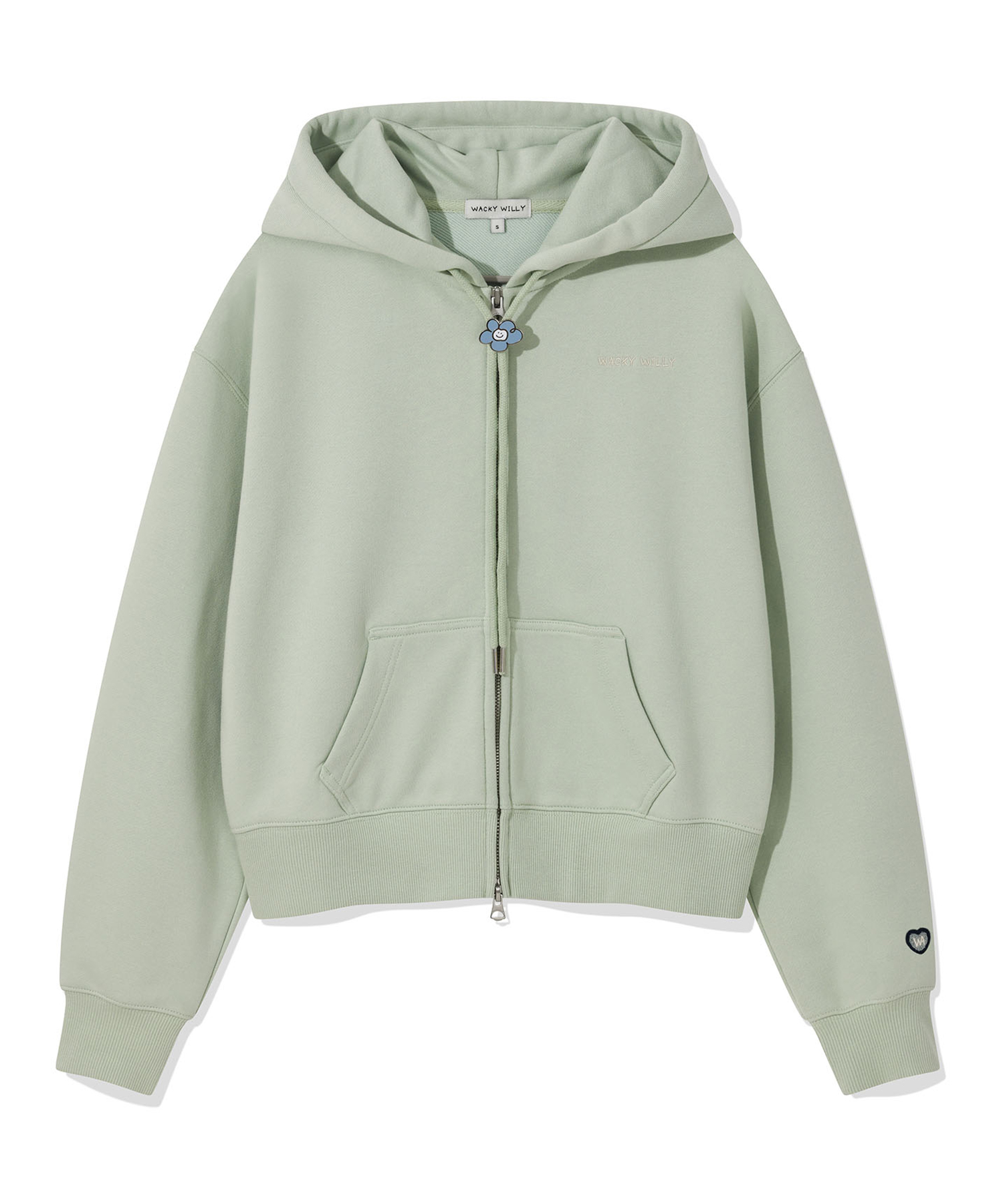 Women's typo logo crop hoodie green