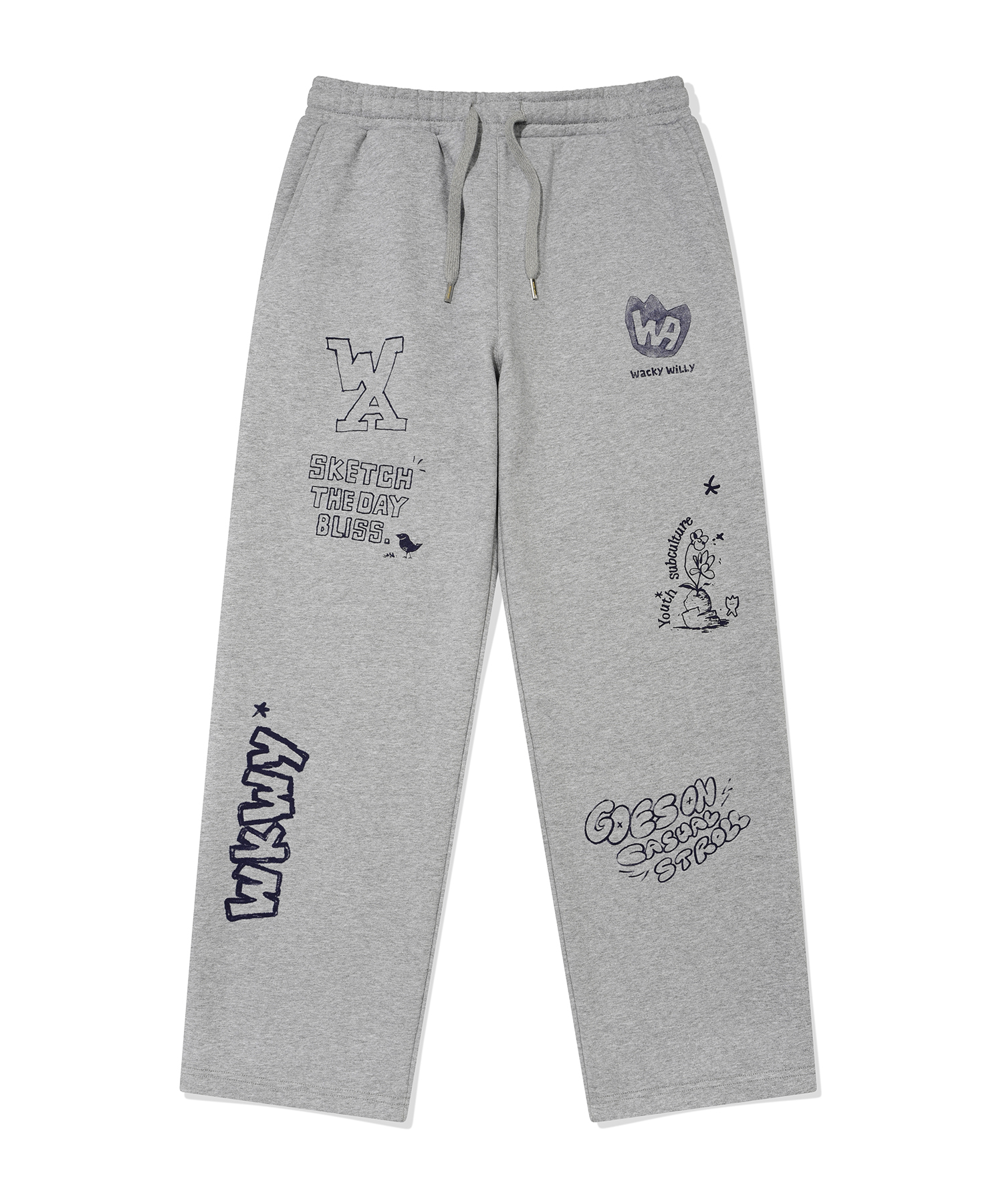 Graphic Semi-Wide Sweatpants Gray