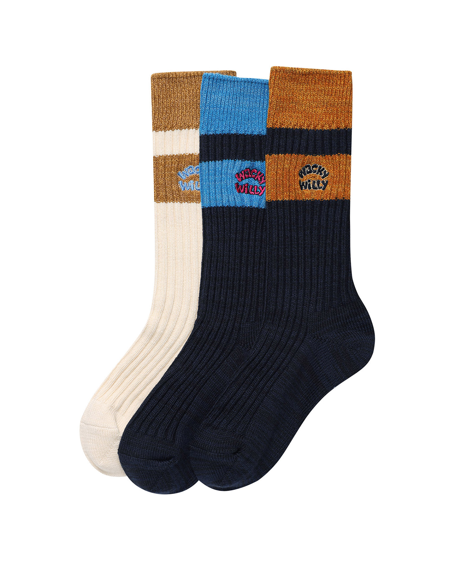 3-pack of typography color-block socks