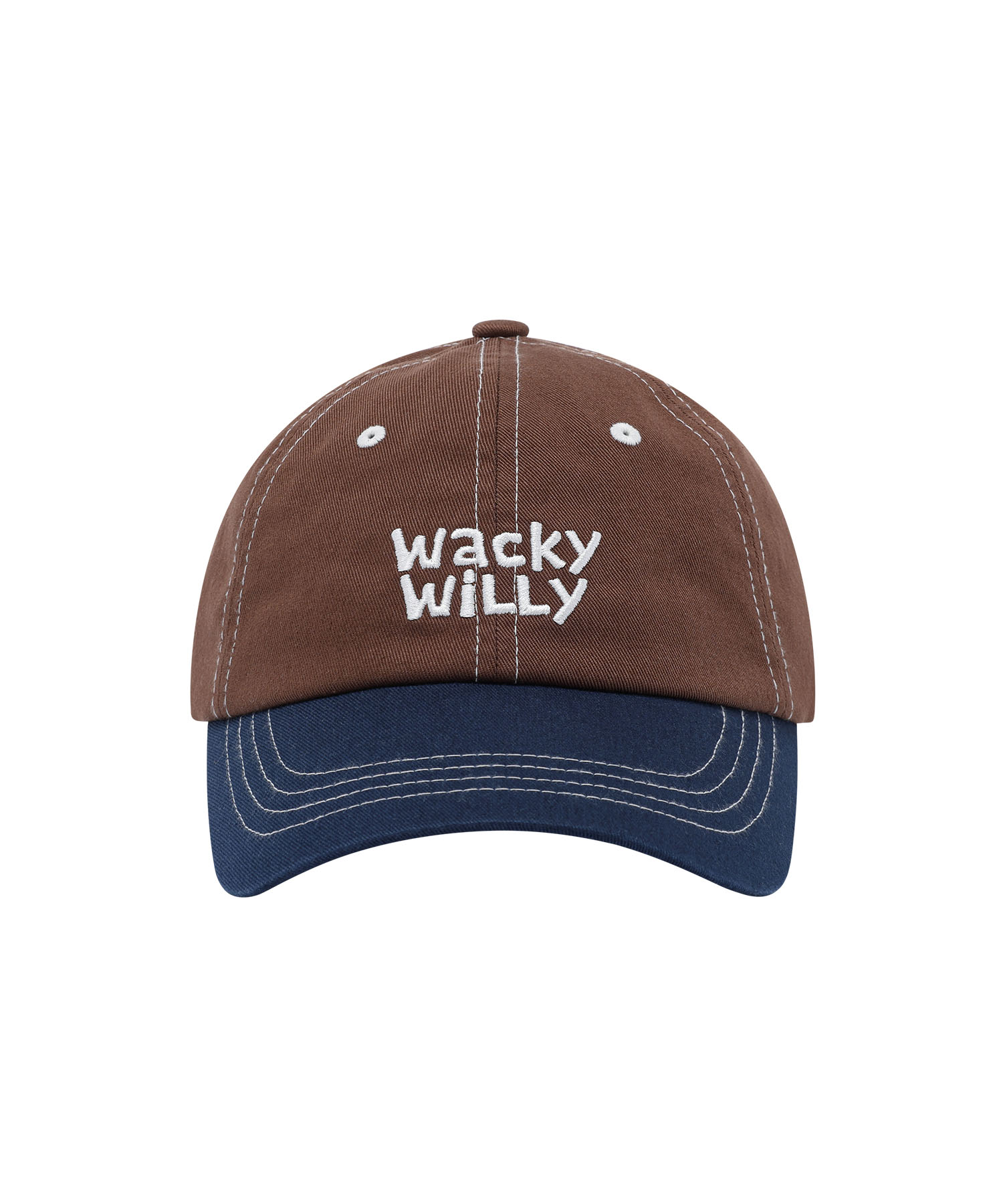 WASHED CONTRAST STITCH BALL CAP BROWN
