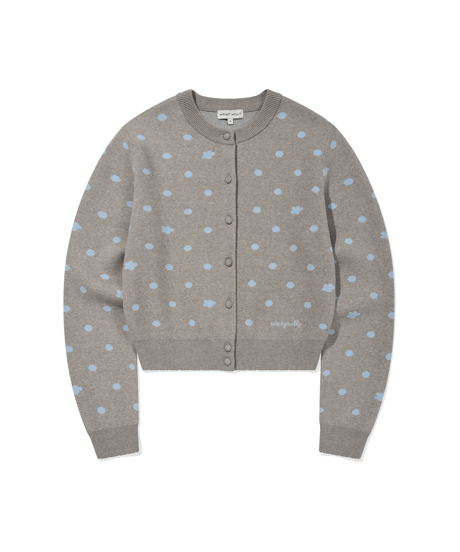 Women's Lily Dot Round Neck Cardigan Gray