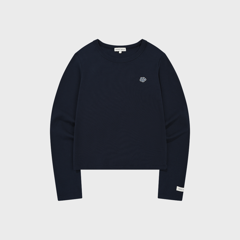 WOMEN'S BASIC COTTON LONG SLEEVE NAVY
