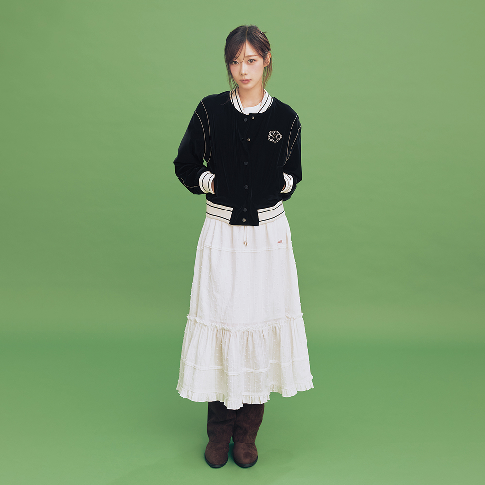 WOMEN'S COTTON TIERED LONG SKIRT IN WHITE