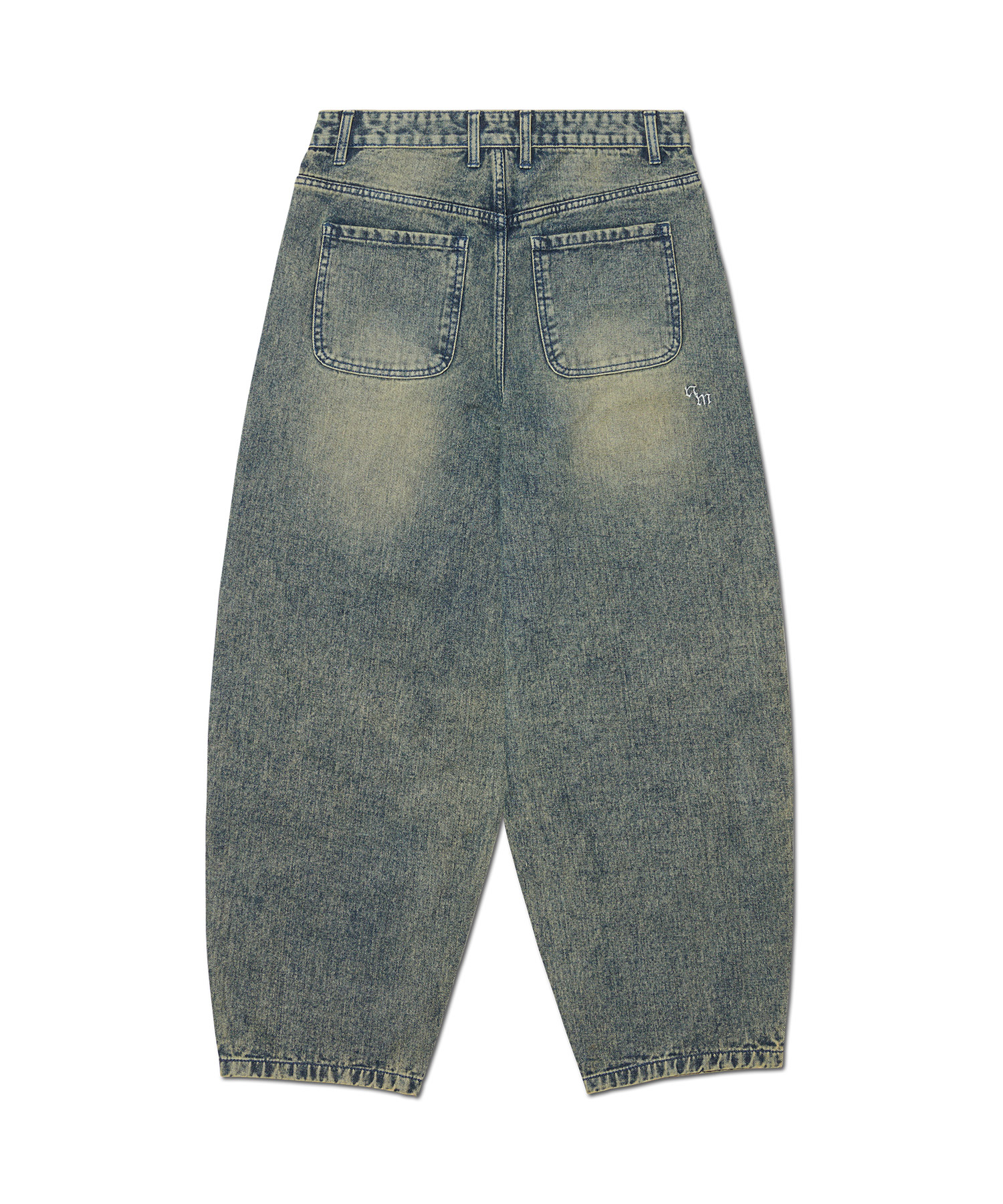 WAVE CURVED DENIM PANTS - WASHED BLUE | ファッション通販