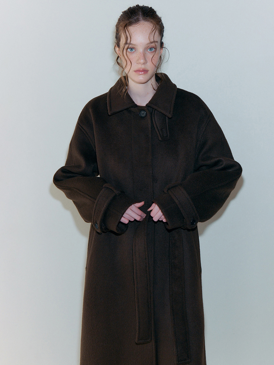 Balmacaan Long Coat, Brown
