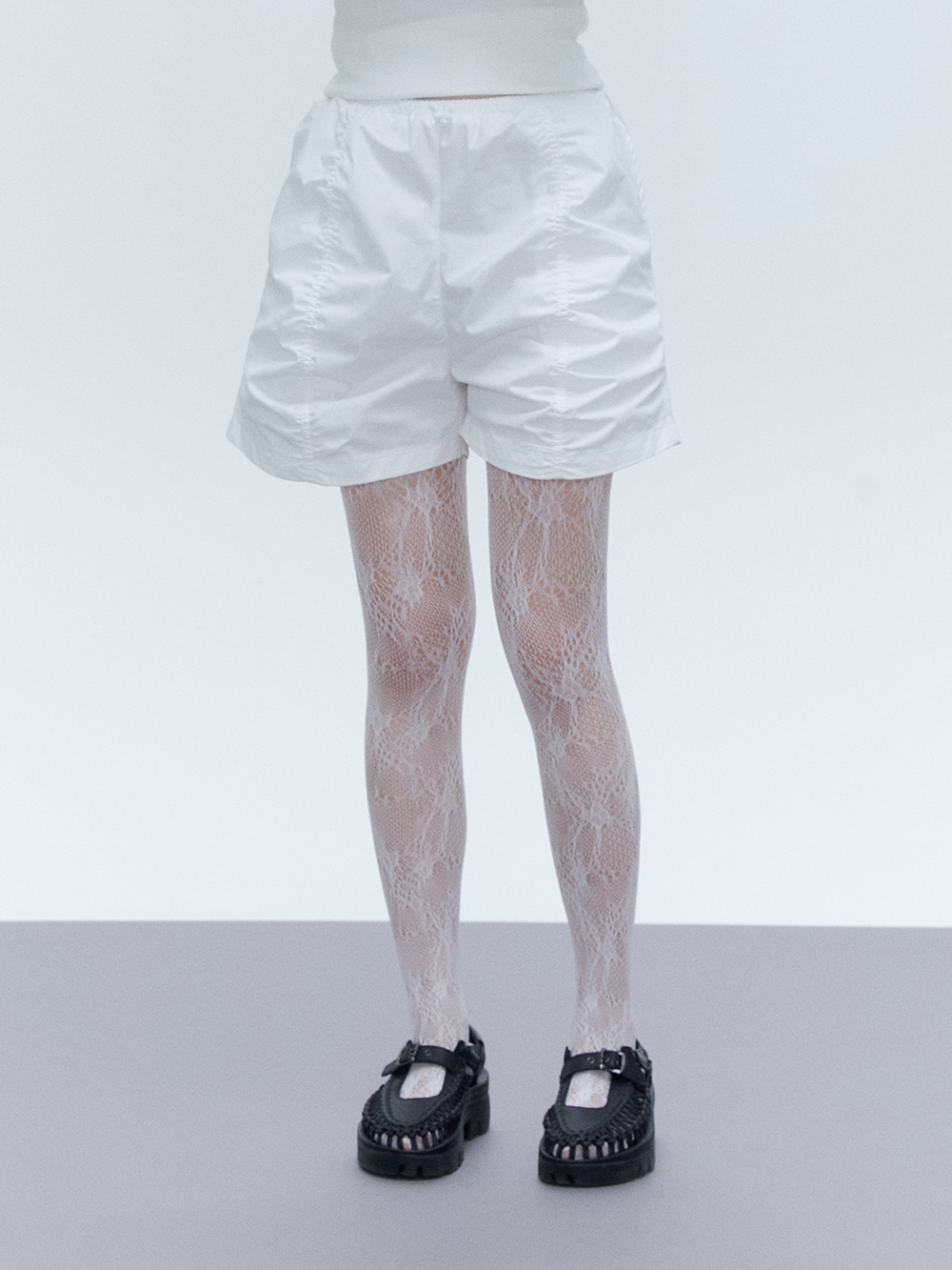 HYEONショートジレ新品オブリ Shirring Banding Shorts WHITE | ファッション通販サイト NUGU